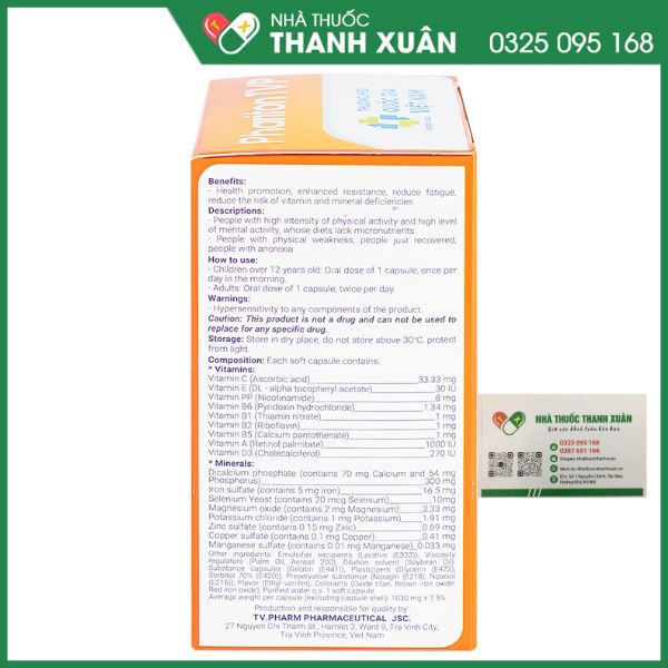 Phariton TVP bổ sung vitamin và khoáng chất hộp 60 viên